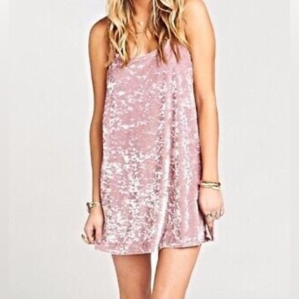 Show me your mumu XS pink crushed velvet dress